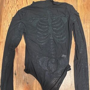 Black glitter/sequin skeleton sheer bodysuit